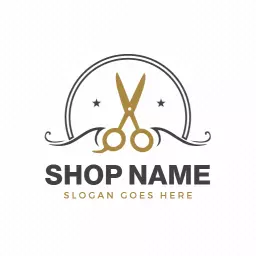 Elegant Gold Scissors Design Representing Barber Shop Logo Template