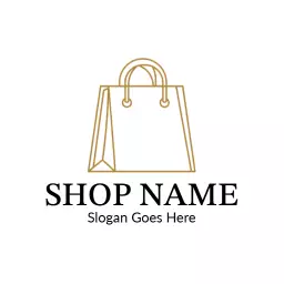 Elegant Gold Shopping Bag Illustrating Retail Shop Logo Template