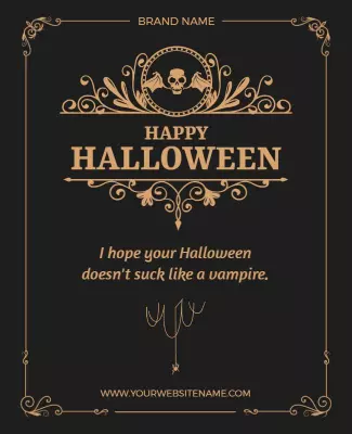 Elegant Gold Skeleton-Themed Halloween Greeting Poster Template