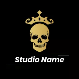 Elegant Gold Skull Design with Crown for Studio Branding Logo Template
