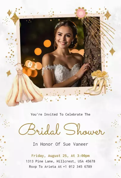 Elegant Gold Sparkle Bridal Shower Celebration Invitation Template