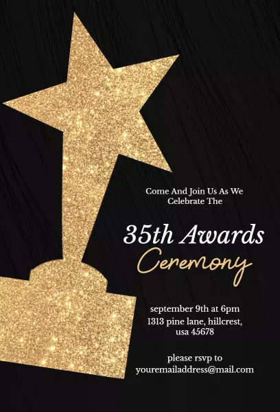 Elegant Gold Star 35th Awards Ceremony Invitation Template