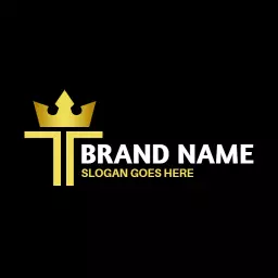 Elegant Gold T Letter Design Incorporating a Crown Logo Template