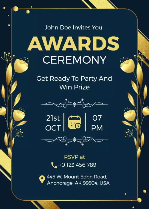 Elegant Gold Themed Awards Ceremony Invitation Template