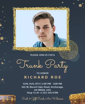 Elegant Gold Themed Trunk Party Invitation Flyer Template