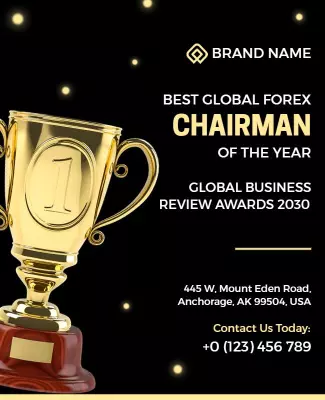 Elegant Gold Trophy Recognition Award Ceremony Poster Template