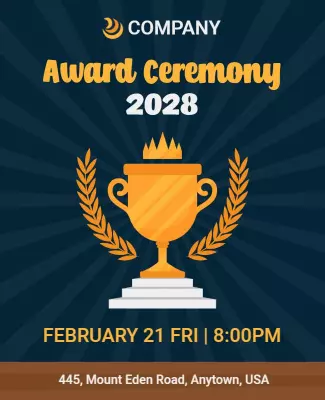 Elegant Gold Trophy Theme Award Ceremony Celebration Poster Template
