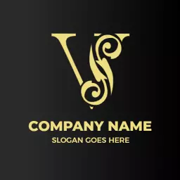 Elegant Gold V Letter Design with Intricate Flourishes Logo Template