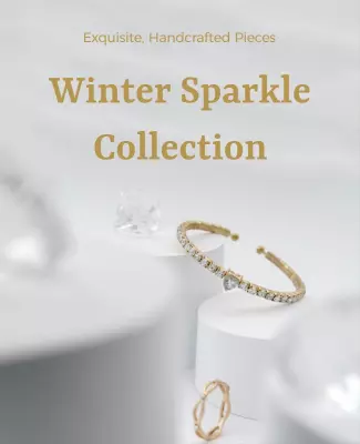 Elegant Gold Winter Sparkle Jewelry Collection Poster Template