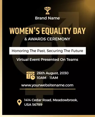 Elegant Gold Women's Equality Day Awards Ceremony Poster Template