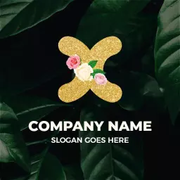 Elegant Gold X Letter with Floral Accents Logo Template