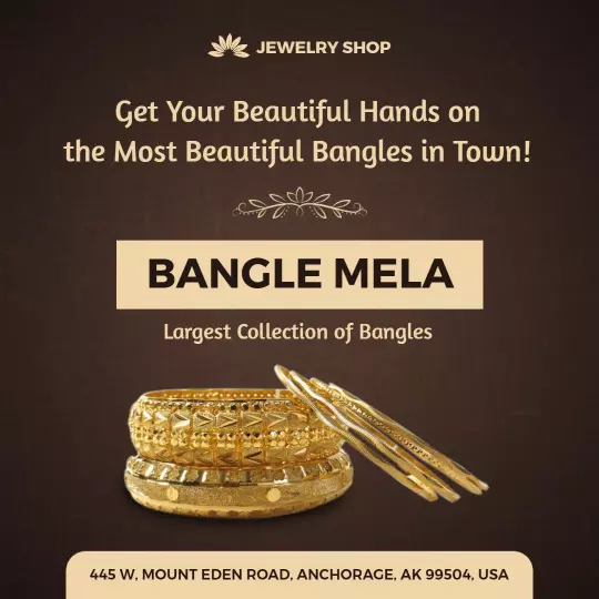 Elegant Golden Bangle Mela Collection for Beautiful Hands Ad Template