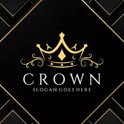 Elegant Golden Crown Design Embellished with Vintage Style Logo Template