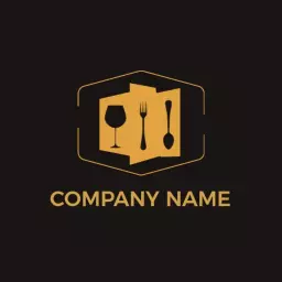 Elegant Golden Cutlery and Glass Representing Luxury Dining Logo Template