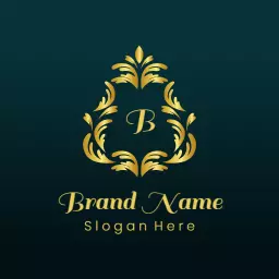 Elegant Golden Detailed Floral Motif Representing Luxury Logo Template