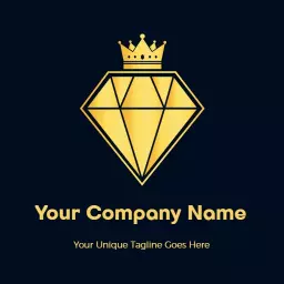 Elegant Golden Diamond Design with Royal Crown Logo Template