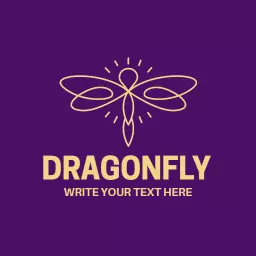Elegant Golden Dragonfly Design on Deep Purple Background Logo Template