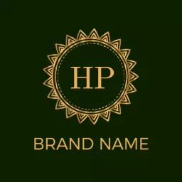Elegant Golden Emblem with Radiant Sunburst Design Logo Template