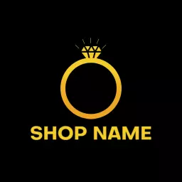 Elegant Golden Engagement Ring Design for Royal Jewelry Logo Template