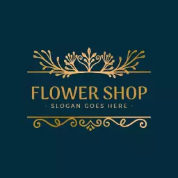 Elegant Golden Floral Design for Flower Shop Logo Template