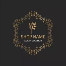 Elegant Golden Floral Design for Your Shop Name Logo Template