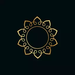 Elegant Golden Floral Design with Blank Circle Logo Template