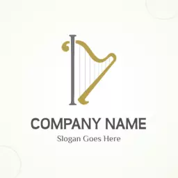 Elegant Golden Harp Design Representing Music Industry Logo Template