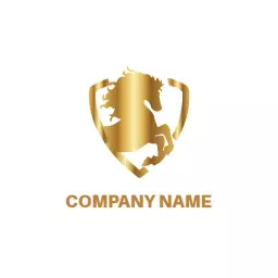 Elegant Golden Horse Shield Symbolizing Luxury Branding Logo Template