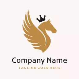 Elegant Golden Horse with Majestic Wings Logo Template