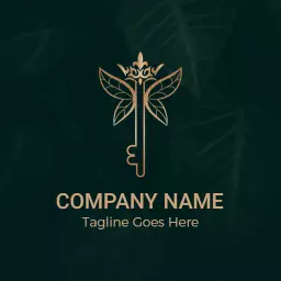 Elegant Golden Key Design Symbolizing Luxury Services Logo Template