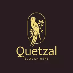 Elegant Golden Quetzal Bird Emphasizing Nature Logo Template