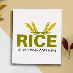 Elegant Golden Rice Grain Design Representing Quality Logo Template