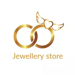 Elegant Golden Rings with Wings Representing Jewelry Logo Template