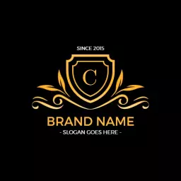 Elegant Golden Shield Design Representing Your Brand Identity Logo Template