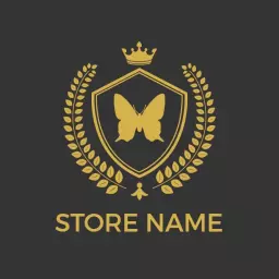 Elegant Golden Shield Design with Butterfly Emblem Logo Template