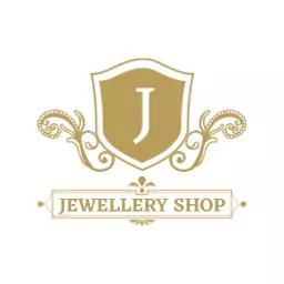 Elegant Golden Shield with Flourished Details Jewelry Logo Template