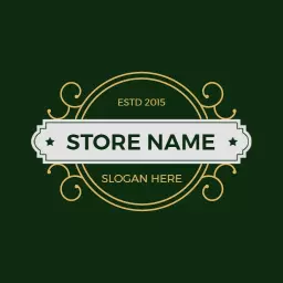Elegant Golden Store Design Featuring Classic Emblems Logo Template