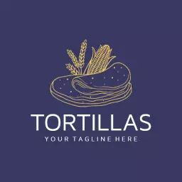 Elegant Golden Tortilla Design with Natural Ingredients Logo Template