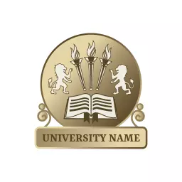 Elegant Golden University Badge Featuring Open Book and Lions Logo Template