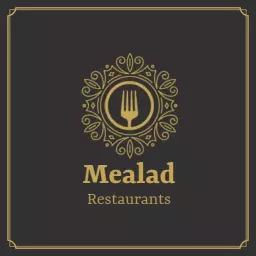 Elegant Golden Vintage Fork Design for Restaurants Logo Template