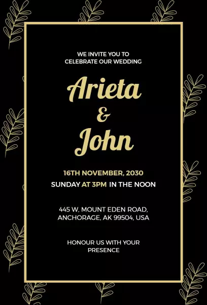 Elegant Golden Wedding Celebration Invitation Template