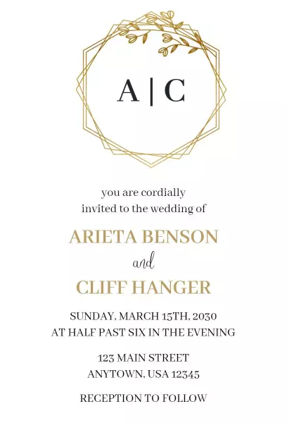 Elegant Golden Wedding Ceremony Invitation Template