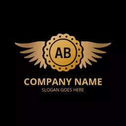 Elegant Golden Wings and Badge Emblem Business Logo Template