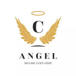 Elegant Golden Wings and Halo Design for Angel Branding Logo Template