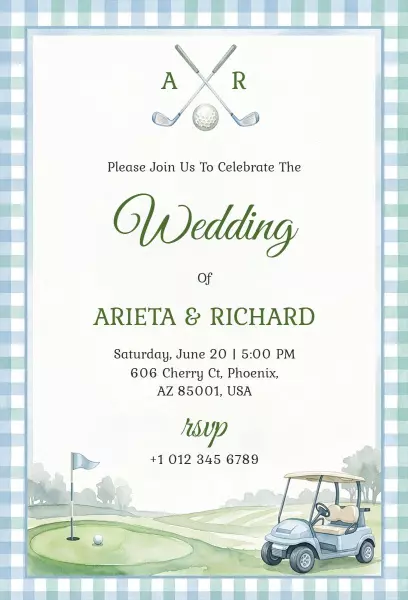 Elegant Golf-Themed Wedding Celebration Invitation Template