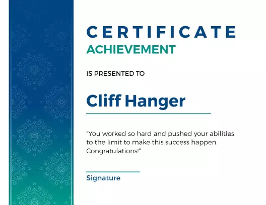 Elegant Gradient Blue Achievement Recognition Certificate Template