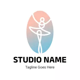 Elegant Gradient Blue and Pink Ballet Dance Studio Logo Template