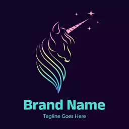 Elegant Gradient Unicorn with Magical Elements Logo Template