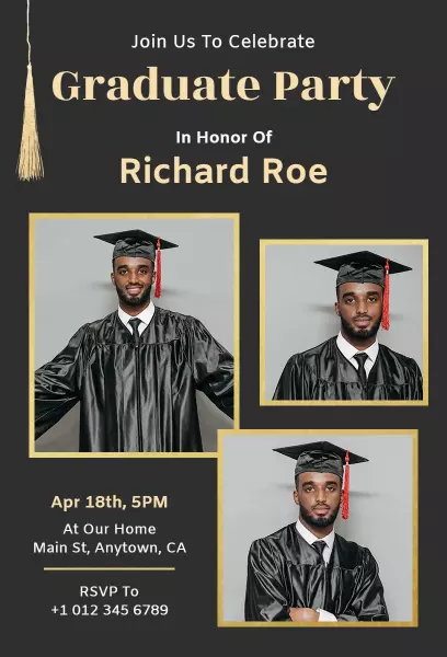 Elegant Graduation Celebration Photo Party Invitation Template