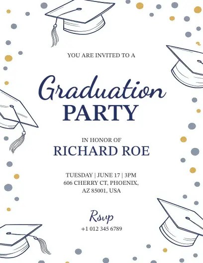 Elegant Graduation Party Celebration Invitation Flyer Template
